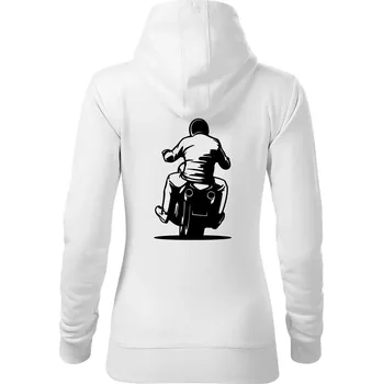 Dámská mikina Motorkář na zádech - chopper - Mikina dámská Cape s kapucí - M ( Bílá )