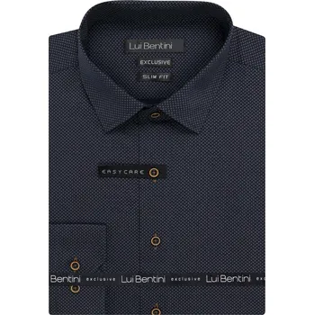Pánská košile Pánská košile Lui Bentini, černo-zlatá puntíkovaná LDS244, dlouhý rukáv, slim fit, vel. 46