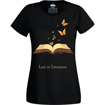 Dámské tričko Ztracený v literatuře Lost in Literature (Velikost: 4XL, Barva: Černá)