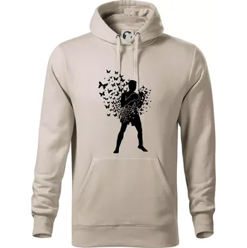 Pánská mikina Float Like Butterfly Sting Like Bee - Mikina pánská Cape s kapucí - S ( Ledově šedá )