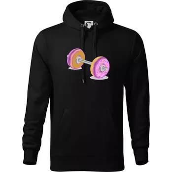 Pánská mikina Donut Barbell - Mikina pánská Cape s kapucí - L ( Černá )