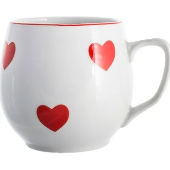 Hrnek 300ml BAŇÁK-ČERVENÁ SRDÍČKA, český porcelán