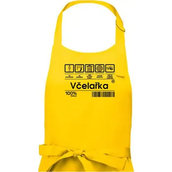 Kuchyňská zástěra Čárový kód včelařka - Dámská zástěra na vaření - Univerzální velikost ( Žlutá )