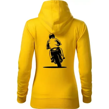 Dámská mikina Motorkář na zádech - silnice - Mikina dámská Cape s kapucí - M ( Žlutá )