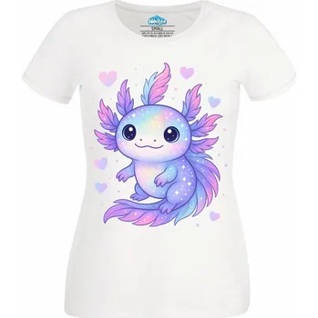 Dámské tričko Dámské tričko Roztomilý Axolotl mexický (Velikost: 3XL, Barva: Bílá)