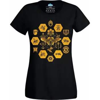Dámské tričko Včelí Továrna na Med (Velikost: 4XL, Barva: Černá)