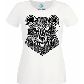 Dámské tričko Dámské tričko Vikingský Mystický Medvěd (Velikost: XXL, Barva: Bílá)