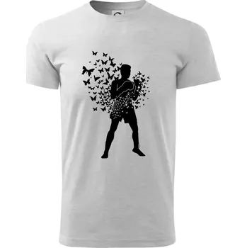 Pánské tričko Float Like Butterfly Sting Like Bee - Triko extra velké (5-8XL) - 6XL ( Světlešedý Melír )