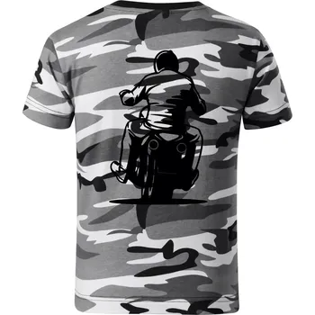 Chlapecké tričko Motorkář na zádech - chopper - Dětské maskáčové triko - 146 cm/10 let ( Šedý maskáč )