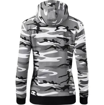 Dámská mikina Dráha letu včely - vlnovka - Dámská mikina trendy zipper s kapucí - S ( Šedý maskáč )