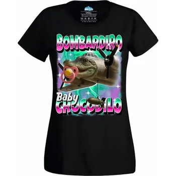 Dámské tričko Baby Bombardiro Crocodilo s Dudlíkem (Velikost: 4XL, Barva: Černá)