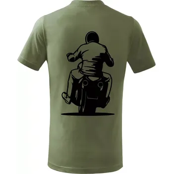 Motorkář na zádech - chopper - Tričko dětské bavlněné - 134 cm/8 let ( Khaki )
