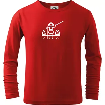 Chlapecké tričko Nordic walking ikona - Triko dětské Long Sleeve - 122 cm/6 let ( Červená )