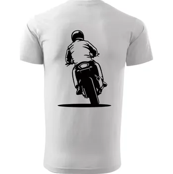 Motorkář na zádech - silnice - Triko extra velké (5-8XL) - 7XL ( Bílá )
