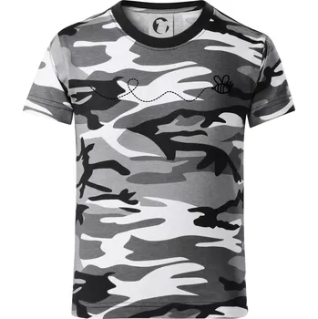 Chlapecké tričko Dráha letu včely - vlnovka - Dětské maskáčové triko - 146 cm/10 let ( Šedý maskáč )