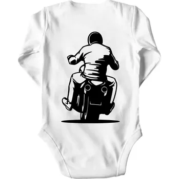 Kojenecký body Motorkář na zádech - chopper - Body kojenecké s dlouhým rukávem - Dlouhý r. do 3 měs ( Bílá )