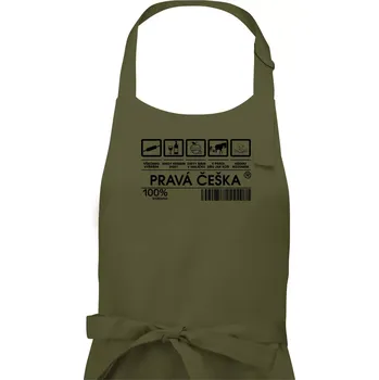 Kuchyňská zástěra Čárový kód - Pravá Češka - Dámská zástěra na vaření - Univerzální velikost ( Khaki )