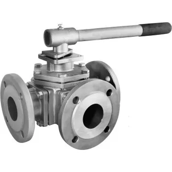 Vodovodní kohout 3WAY-F type, DIN PN16, locking device, L port - AISI 316: DN 80