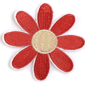 Textilní nažehlovací páska Velká nažehlovačka květ 8 cm - 4 červená