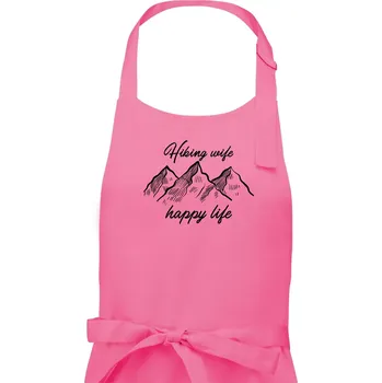 Kuchyňská zástěra Hiking wife happy life - Dámská zástěra na vaření - Univerzální velikost ( Růžová )