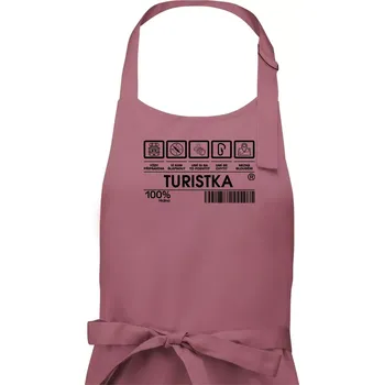Kuchyňská zástěra Čárový Kód Turistka - Dámská zástěra na vaření - Univerzální velikost ( Starorůžová )