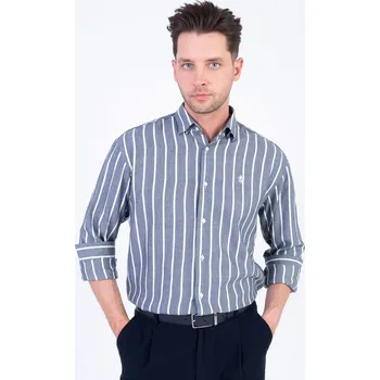 Pánská košile Bavlněná košile s lineárním vzorem Ve volném střihu 192260