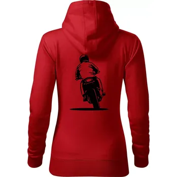 Dámská mikina Motorkář na zádech - silnice - Mikina dámská Cape s kapucí - L ( Červená )