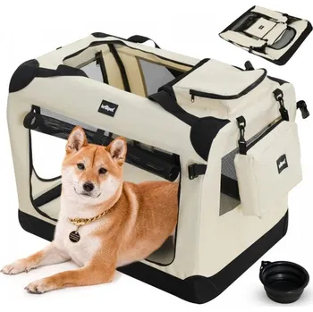 přepravka pro zvíře Leopet Přepravní box pro psy L, 70 x 52 x 52 cm, béžový