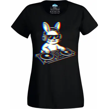 Dámské tričko Dámské tričko DJ Králík Glitch Bunny (Velikost: L, Barva: Černá)