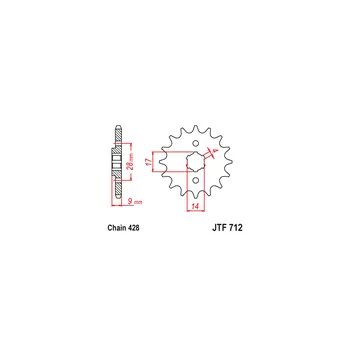 Řetězová sada pro motocykl Řetězové kolečko JT JTF 712-13 13 zubů, 428