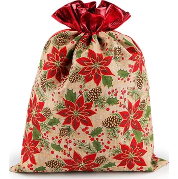 Vánoční dekorace Vánoční dárkový pytlík 30x40 cm imitace juty Varianta: 3 režná přírodní červená, Balení: 1 ks