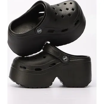 Dámské sandále Letní sandály crocs na platformě s uzavřenou špičkou Barva: Černá, Velikost: 37-38