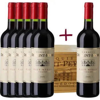 Víno Haut Médoc A.O.C. Marquis De Saint-Peyre 5 + 1 + dárkové balení (víno červené, suché )