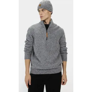 Pánský svetr SVETR CAMEL ACTIVE PULLOVER TROYER GREY MELANGE