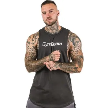 Pánské tílko Pánské tílko GymBeam CUT OFF XL Tmavě šedá, Bílá