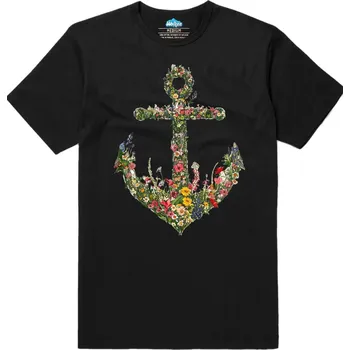 Pánské tričko Pánské tričko Kotva porostlá Květinami (Velikost: L, Barva: Černá)