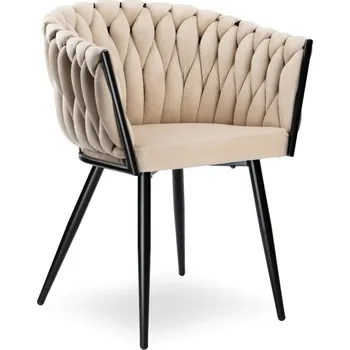 Jídelní židle Jídelní židle COFTON sametová, černá / béžová