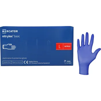 Pracovní oblečení Nitrylové pracovní rukavice MERCATOR Nitrylex BASIC vel.L, 100ks, Invento 920-RD30105004