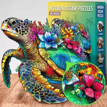 Puzzle EscapeWelt Dřevěné puzzle Želva 500 dílků
