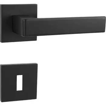 Dveřní kování Kování klika s hranatou rozetou HIT HR SQ6 BBQ BS – černá matná