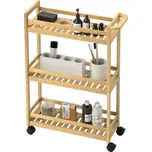 HOMCOM Bambusový regál 3-patrový na kolečkách 838-503V00ND