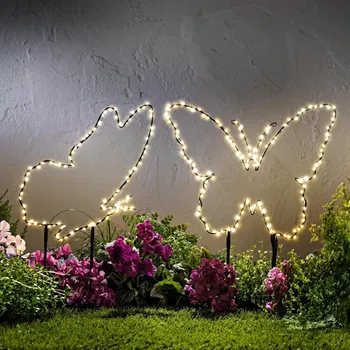 LED zahradní zápich Motýli, sada 2 ks černá