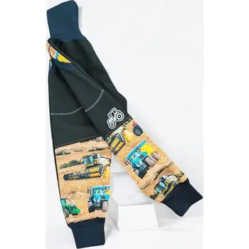 Chlapecké kalhoty Klučičí softshell kalhoty traktory na poli černá Klučičí kalhoty