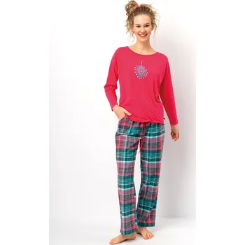 Pánské pyžamo DÁMSKÉ PYŽAMO LNS 420 B25 MALINOVĚ ZELENÁ S