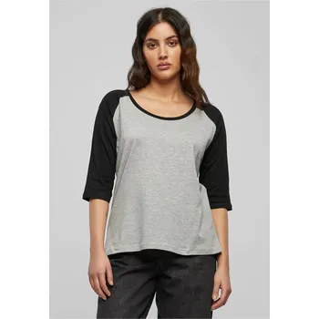 Ladies 3/4 Contrast Raglan Tee - gry/blk XS