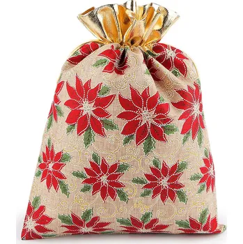 Vánoční dárkový pytlík 30x40 cm imitace juty Varianta: 2 režná přírodní zlatá, Balení: 1 ks