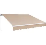 VEVOR Ručně zatahovací markýza, 12 x 10 stop venkovní markýza na terasu, zatahovací sluneční clona, voděodolný polyesterový slunečník na terasu, dveře, okna, markýza s klikou na zahradu, balkon