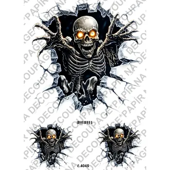 Umělecký papír Rýžový a soft papír na decoupage - Kostlivec - KB04045 Materiál: Soft, Rozměr: A4