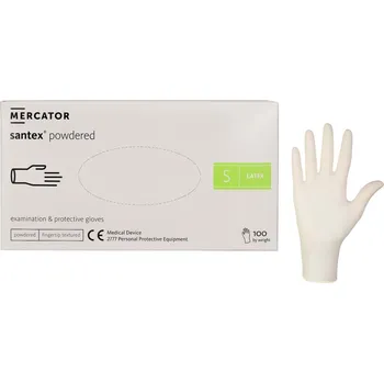 Pracovní rukavice Latexové pracovní rukavice MERCATOR Santex Powdered vel.S, 100ks, Invento 920-RD11257002