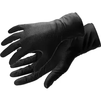 Vyšetřovací rukavice WUSSOW jednorázové nitrilové rukavice s diamantovou texturou černé (100 ks/balení) L